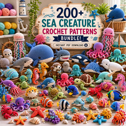 200+ Ocean Animals Amigurumi Crochet Pattern Bundle | sea creature PDF Collection