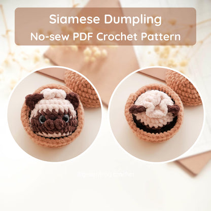 Pet Dumplings No Sew Amigurumi Animal Crochet Pattern | Squishy Bao Bun Animal Keychain PDF